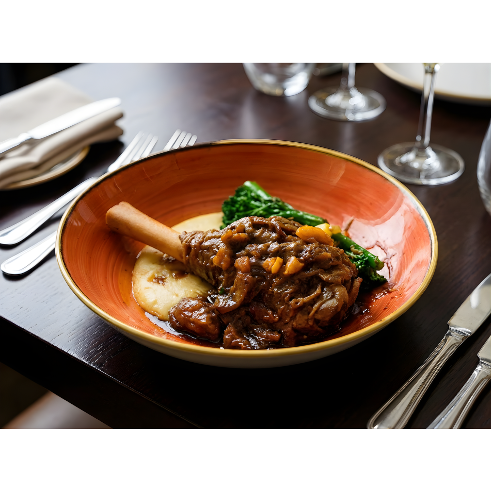 SLOW COOKED LAMB SHANK IN RED WINE SAUCE (SERVE 2)