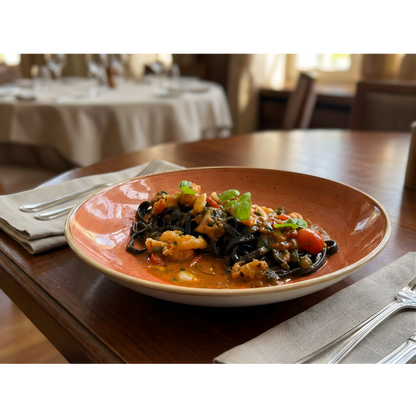 BLACK SQUID INK TAGLIOLINI WITH MORETON BAY BUGS (SERVE 2)