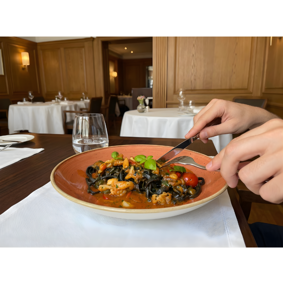 BLACK SQUID INK TAGLIOLINI WITH MORETON BAY BUGS (SERVE 2)