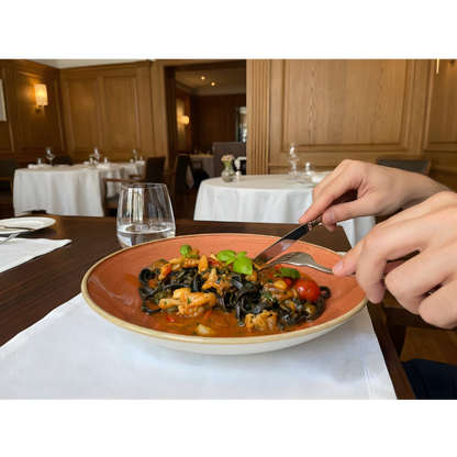 BLACK SQUID INK TAGLIOLINI WITH MORETON BAY BUGS (SERVE 2)