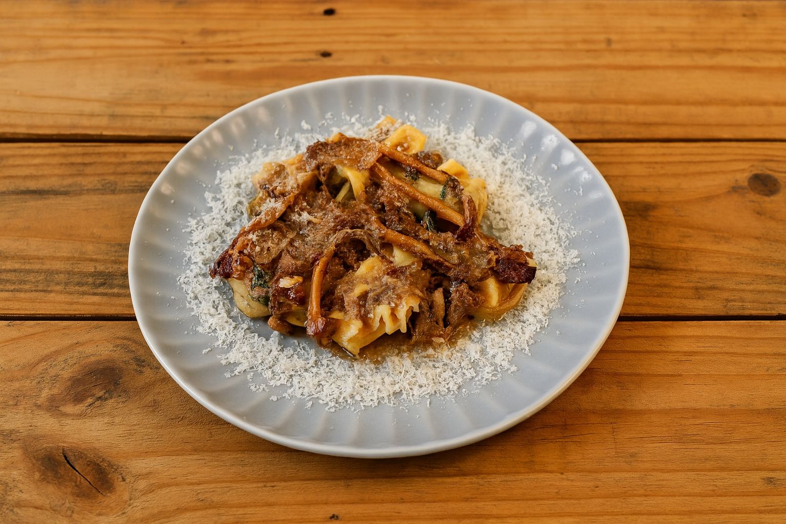 Porcini Tortellini, red wine, garlic, butter, braised lamb chops, oyster mushroom, tarragon, parmigiano, parsley