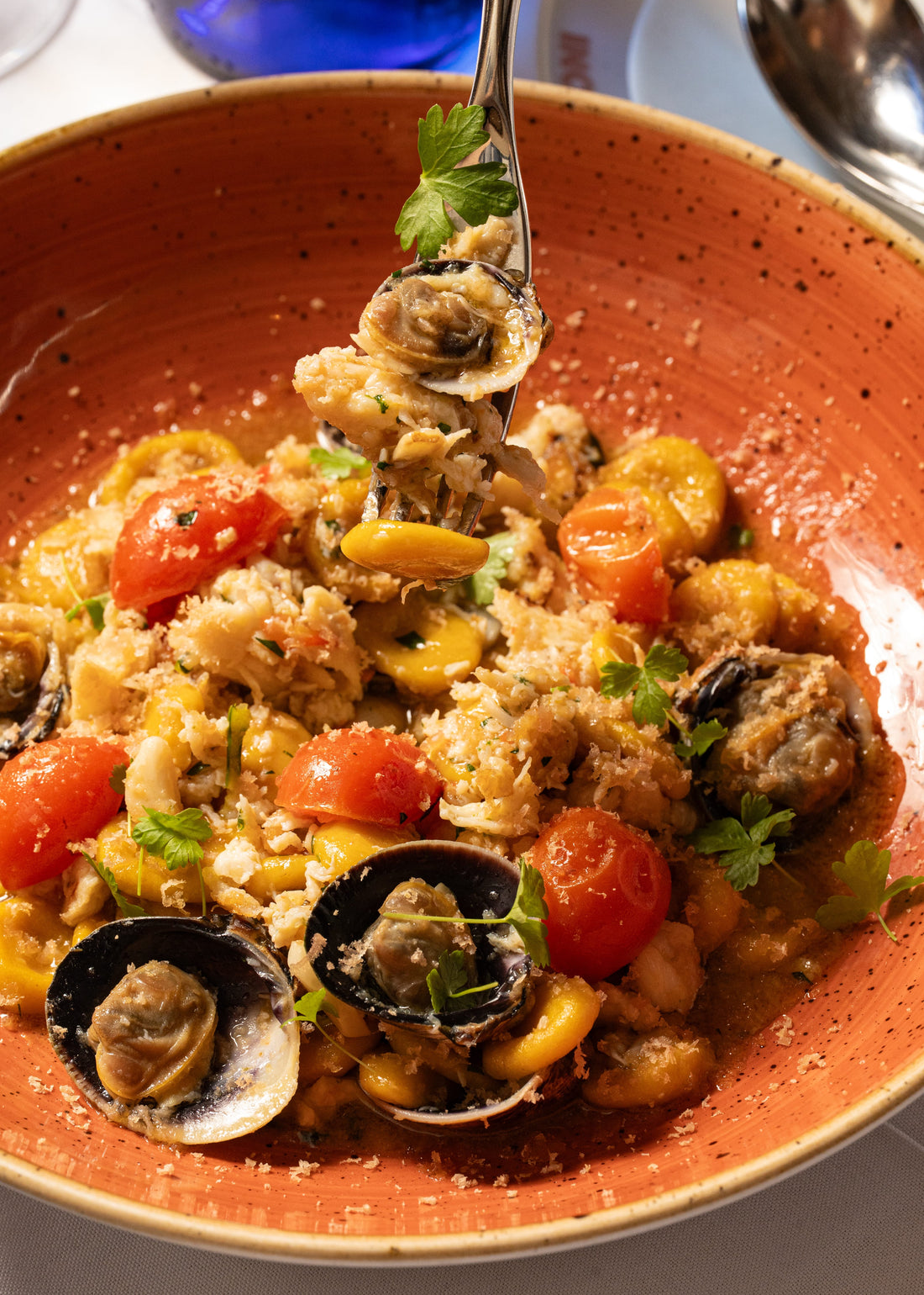 Lemon Orecchiette, vongole, crab, chilli, garlic (SERVE 2)