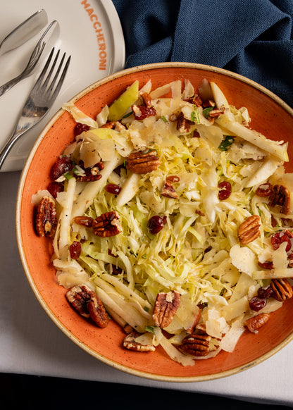 Cabbage salad, Truffle pecorino, pecan, cranberries, mint, apple