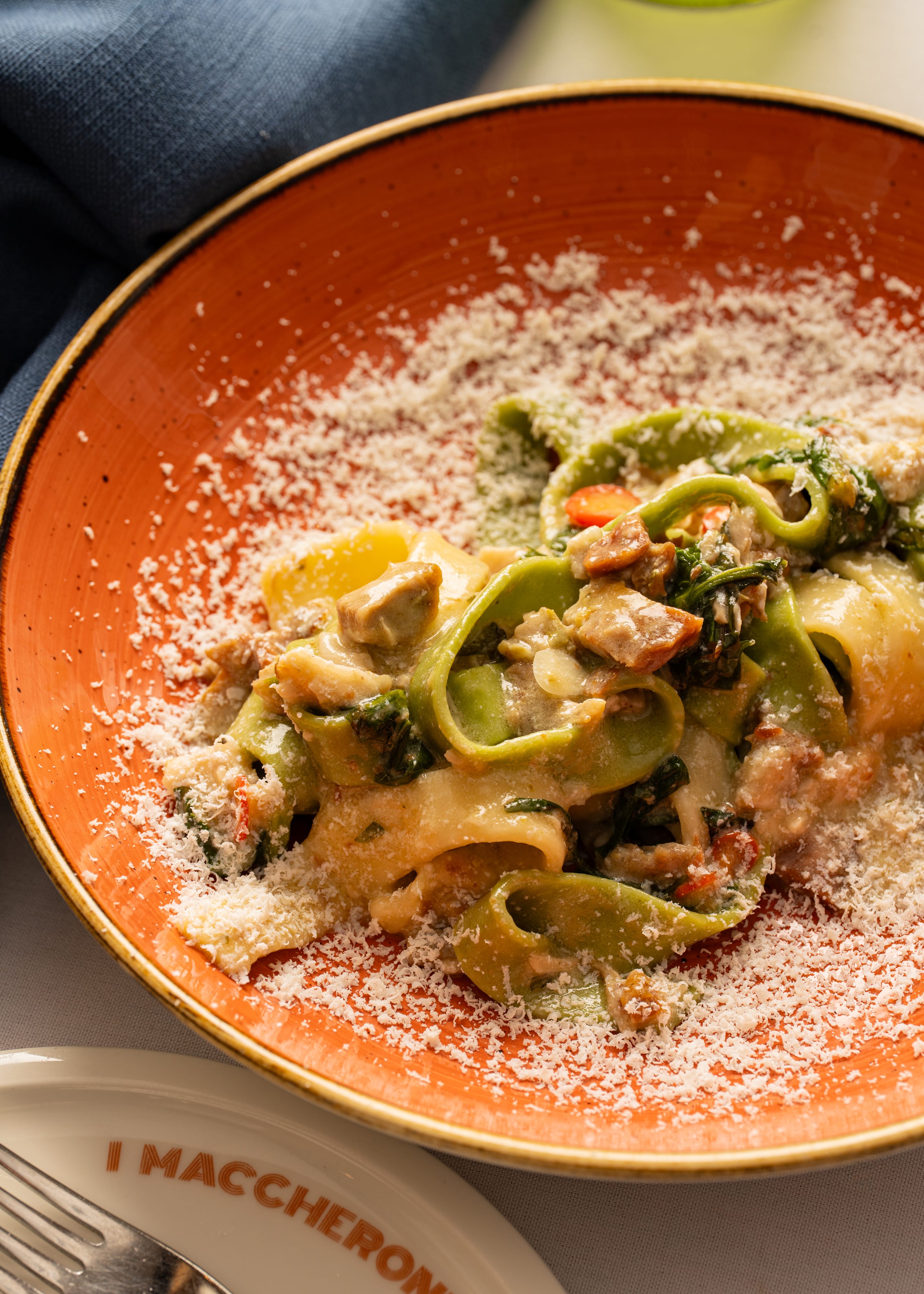 Scialatielli, porchetta, cime di rapa, chilli, ricotta salata